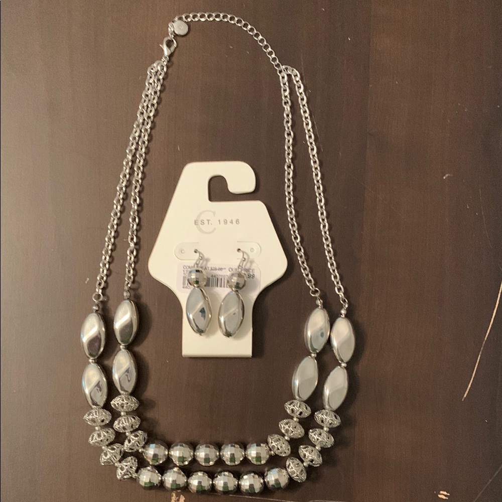Cato Silver-Tone Multi Strand Necklace and Earring Set